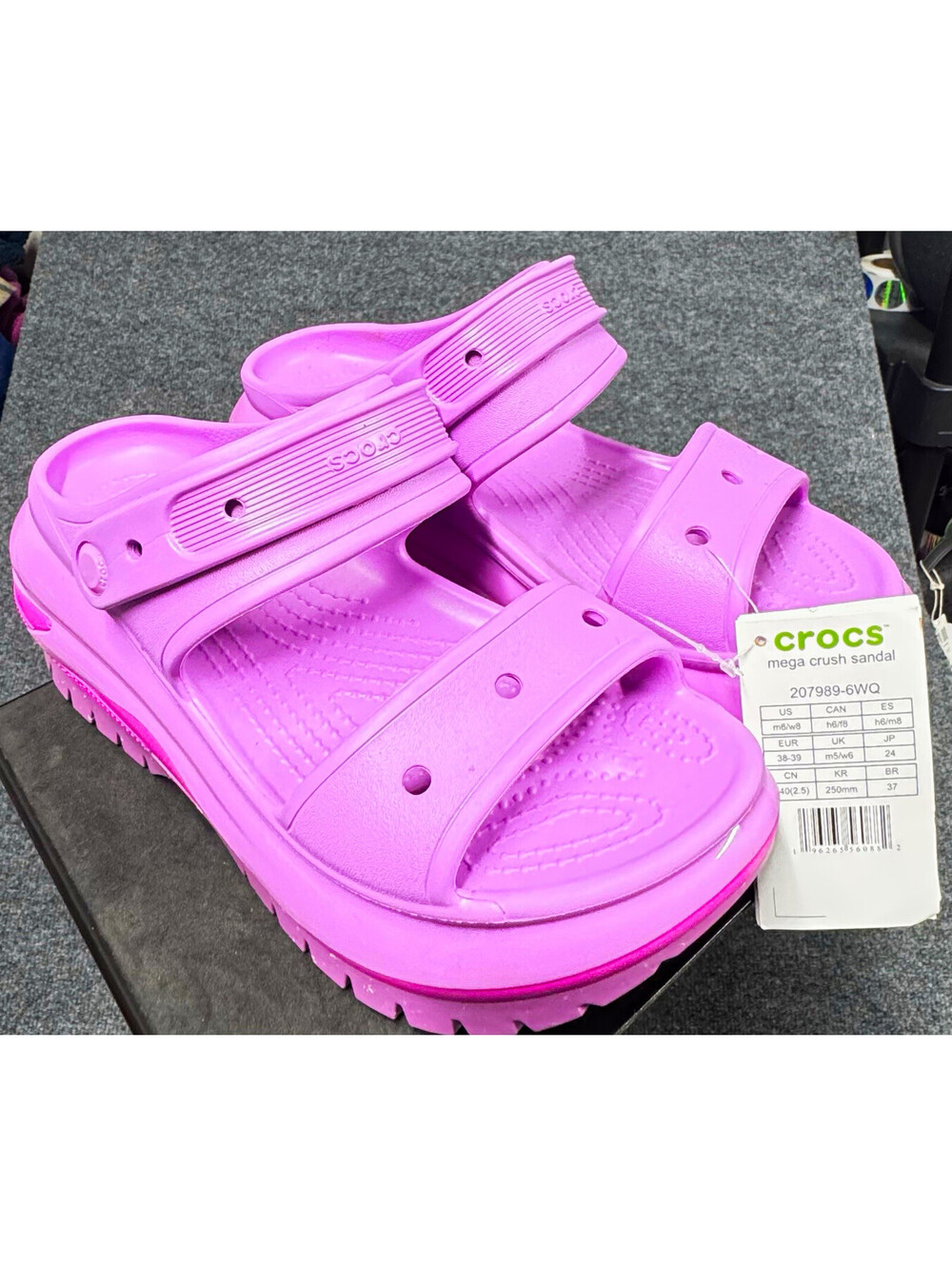 New Crocs Classic Mega Crush Sandal Bubble Pink Purple Platform W 8 207989-6WQ